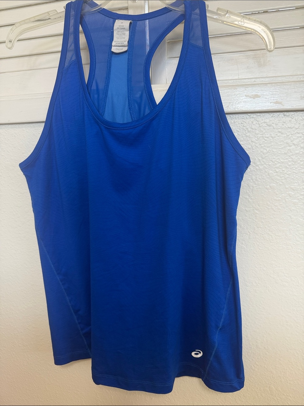 Asics Blue Racerback Workout Tank - Mesh Back - Picture 2 of 4